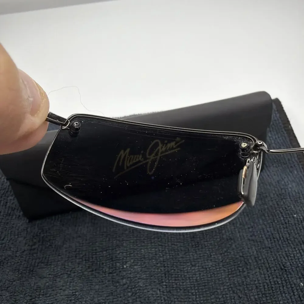 MAUI JIM Sunglasses MJ-352-02 Pali Black Flexon Polarized Half Rim Case Unisex